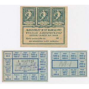 Set of ration cards: Warsaw, World War I (bread) and the People's Republic of Poland, 1989 (meat)