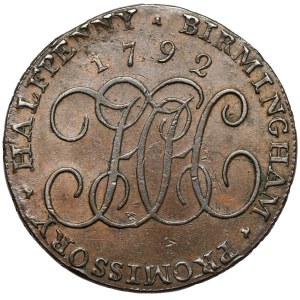 Regno Unito, Birmingham, Halfpenny 1792 - John Howard