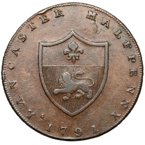 Veľká Británia, Lancaster, Halfpenny 1791 – vojvoda Gaunt