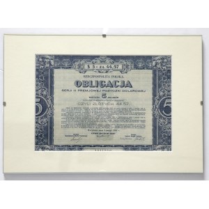 4% Premjowa Pożyczka Dolarowa, Ser.III, Obligacja 5 dolarów 1931 - w antyramie