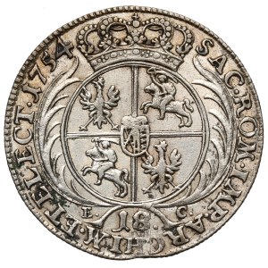 August III. Sas, Ort, Lipsko, 1754 n. l. – široká hlava