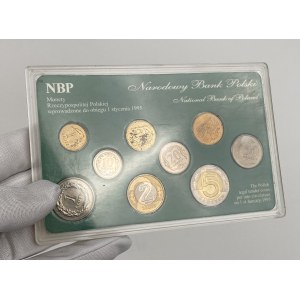 NBP Set of small-denomination coins—including a 1 zloty coin from 1990
