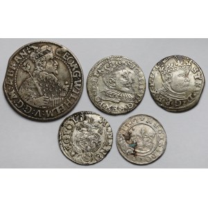 Sigismund I the Old – Sigismund III Vasa, coin set 1507–1624 (5 coins)