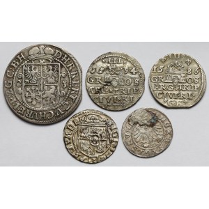 Sigismund I the Old – Sigismund III Vasa, coin set 1507–1624 (5 coins)