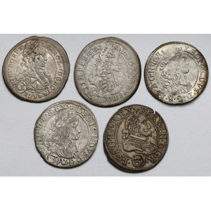 Austria, 3 kreuzer 1637–1718 – set (5 pieces)