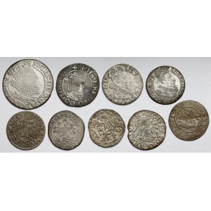 From Olbracht to Sigismund III, set of coins (9 pieces)