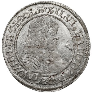 Schlesien, Sylwiusz Fryderyk, 6 Kreuzer 1674 SP, Oleśnica – MIT PRÄGESTEMPELN