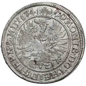 Schlesien, Sylwiusz Fryderyk, 6 Kreuzer 1674 SP, Oleśnica – MIT PRÄGESTEMPELN
