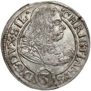 Schlesien, Chrystian Wołowski, 3 Kreuzer 1669 CB, Brzeg
