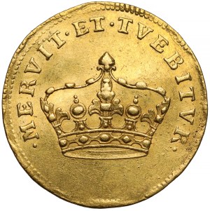 August III Sas, ZŁOTY żeton koronacyjny wagi 2 dukatów 1734, Drezno