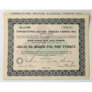 Łódź Thread Factory Joint-Stock Company, 5,000 mkp, 1922