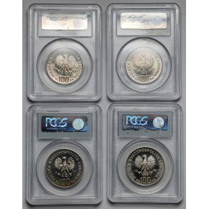 100 złotych 1975-1980 w gradingu PCGS - zestaw (4szt)