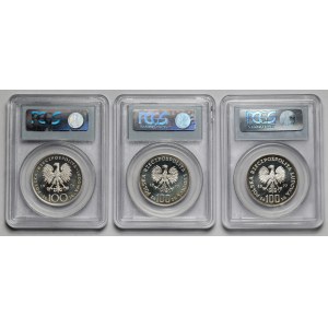 100 złotych 1976-1977 w gradingu PCGS - zestaw (3szt)