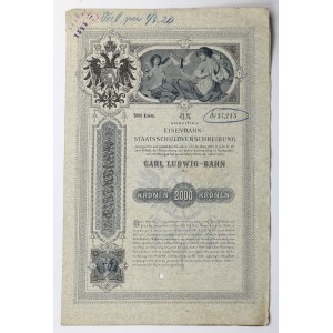 Karol Ludwik's Galician Railway, 4% Railway Bond, 2,000 kr, 1902