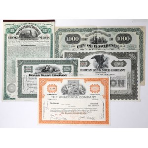 USA, zestaw papierów wartościowych (5szt)