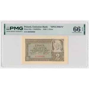 WZÓR 2 złote 1940 - B 0000000