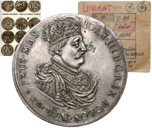 Jan III Sobieski, Talar Gdańsk 1685 DL - odbitka w czystym srebrze - ex. Kałkowski