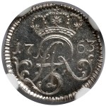August III Sas, LUSTRZANY Szeląg Elbląg 1763 FLS - czyste srebro