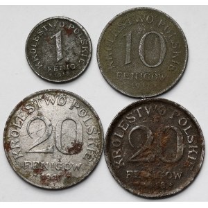 Kingdom of Poland, 1–20 fenigs, 1917–1918 – set (4 coins)