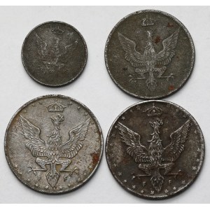 Kingdom of Poland, 1–20 fenigs, 1917–1918 – set (4 coins)