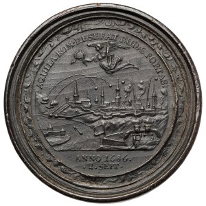 Rakousko, Dámská medaile / Brettstein - Karel VI / osvobození Budapešti od Turků 1686