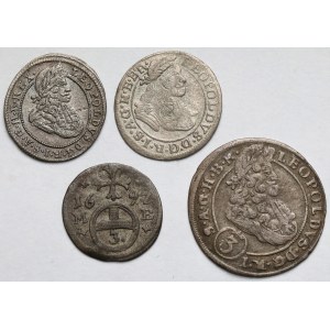 Silesia, Greszel to 3 krajcars 1672-1699 - set (4pcs)
