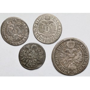 Silesia, Greszel to 3 krajcars 1672-1699 - set (4pcs)
