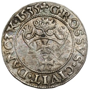 Sigismund I the Old, Gdansk penny 1535 - late - three-leafed