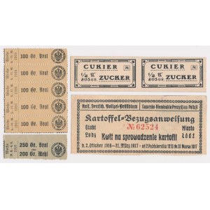 Cards for Bread, Sugar, Potatoes.... 1916-1917 (4pcs)