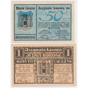 Cieszyn, 50 halers and 1 crown 1919 (2pc)