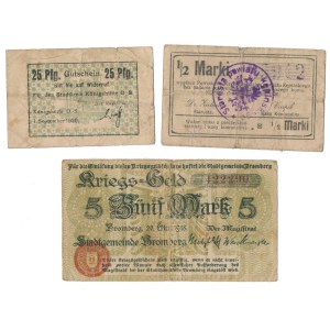 Bydgoszcz, Kępno i Królewska Huta, 25 pfg, 1/2 i 5 mkp 1918-1920 (3szt)