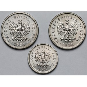 1 złoty 1991-1992 i 20 groszy 2000 - zestaw (3szt)