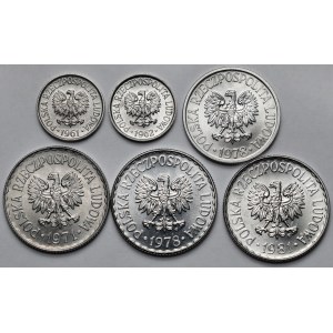 5-50 grošov 1961-1978 a 1 zlotý 1971-1981 - sada (6 ks)