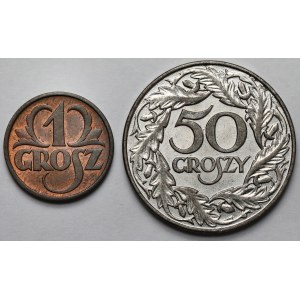 1 a 50 grošov 1938 - sada (2ks)