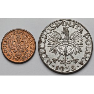 1 a 50 grošov 1938 - sada (2ks)