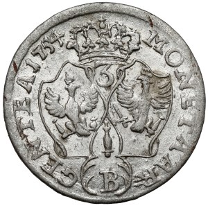 Silesia, Frederick II the Great, 3 krajcara 1754-B, Wrocław