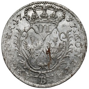 Silesia, Frederick II the Great, Sixpence 1757-B, Wrocław