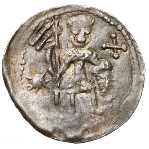 Boleslaw IV the Curly, Denarius - Two behind the table - ★ - ✚
