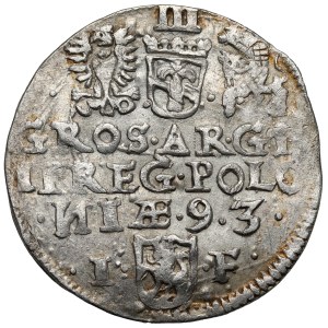 Zygmunt III Waza, Trojak Olkusz 1593 - w szacie - odwrócone N