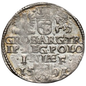 Zygmunt III Waza, Trojak Olkusz 1591 - Lewart w prostej