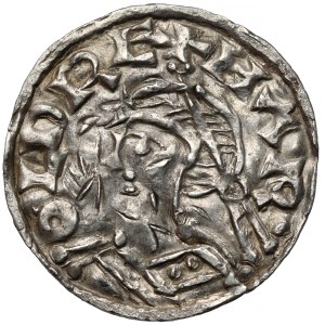 England, Harold I (1036-1038) Jewel Cross type denarius, Lincoln / Thurstan