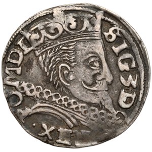 Sigismund III Vasa, Trojak Lublin 1597 - monogram in shield