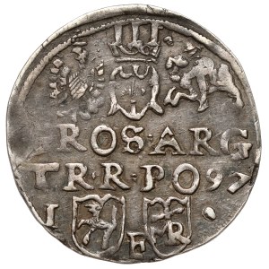 Sigismund III Vasa, Trojak Lublin 1597 - monogram in shield