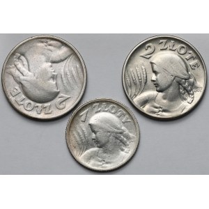 Woman and ears 1-2 gold 1924-1925 including reverse - set (3pcs)