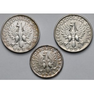 Woman and ears 1-2 gold 1924-1925 including reverse - set (3pcs)