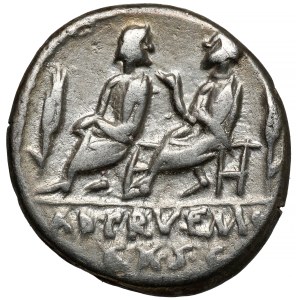Republik, L. Calpurnius Piso und Q. Servilius Caepio (100 v. Chr.) Denarius, Rom