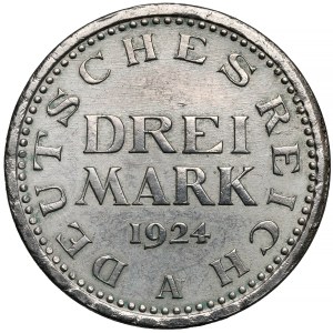 Weimar, 3 marks 1924-A, Berlin