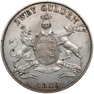 Württemberg, Wilhelm I, 2 guilders 1848