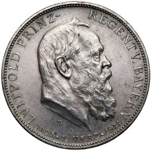 Bavaria, 5 marks 1911-D - birthday