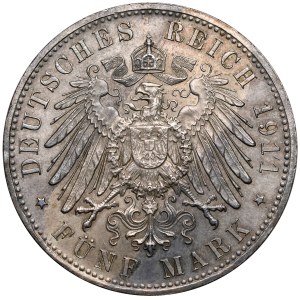 Bavaria, 5 marks 1911-D - birthday